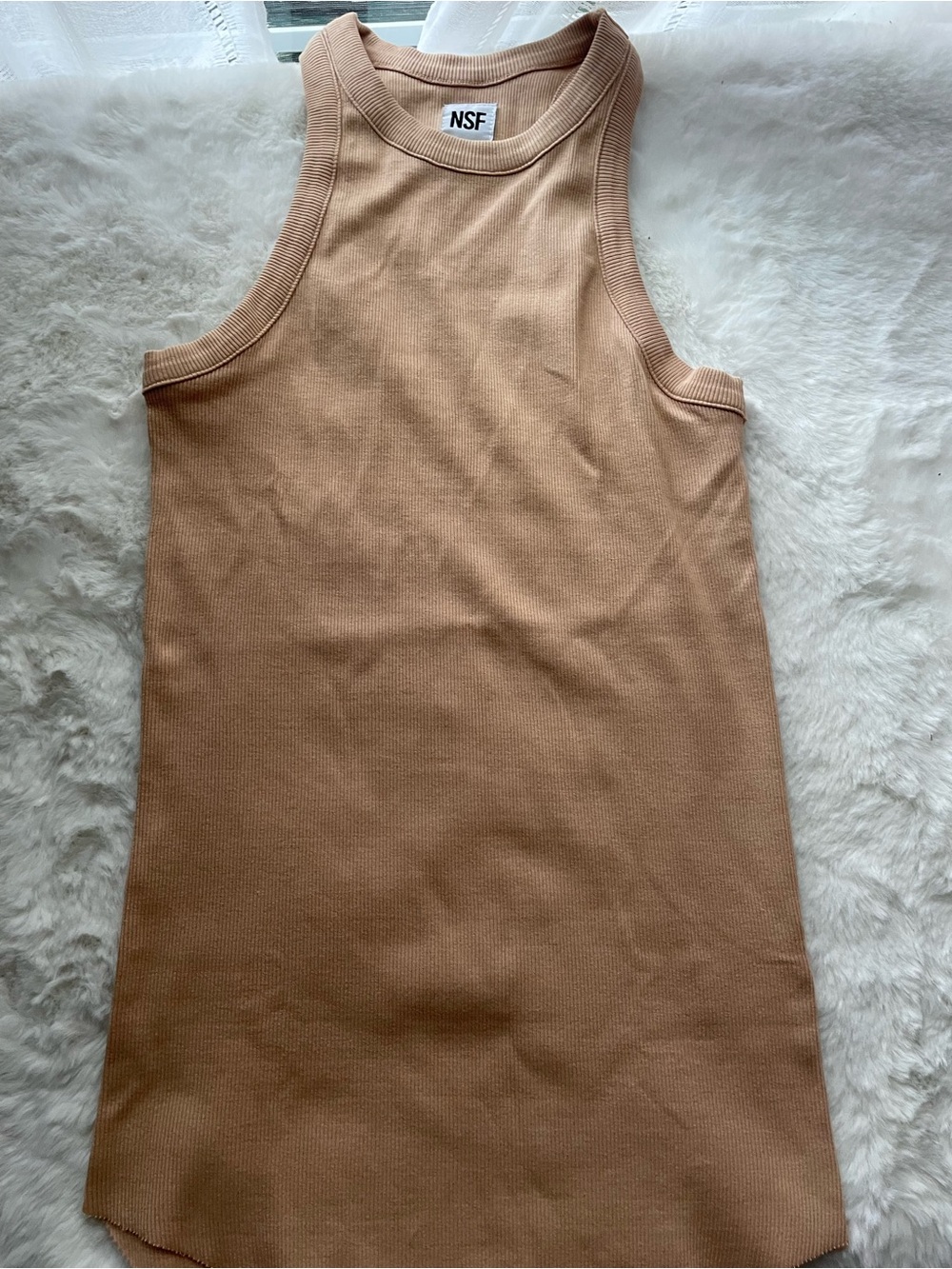NSF Ribbed Tank Top in Camel Tan